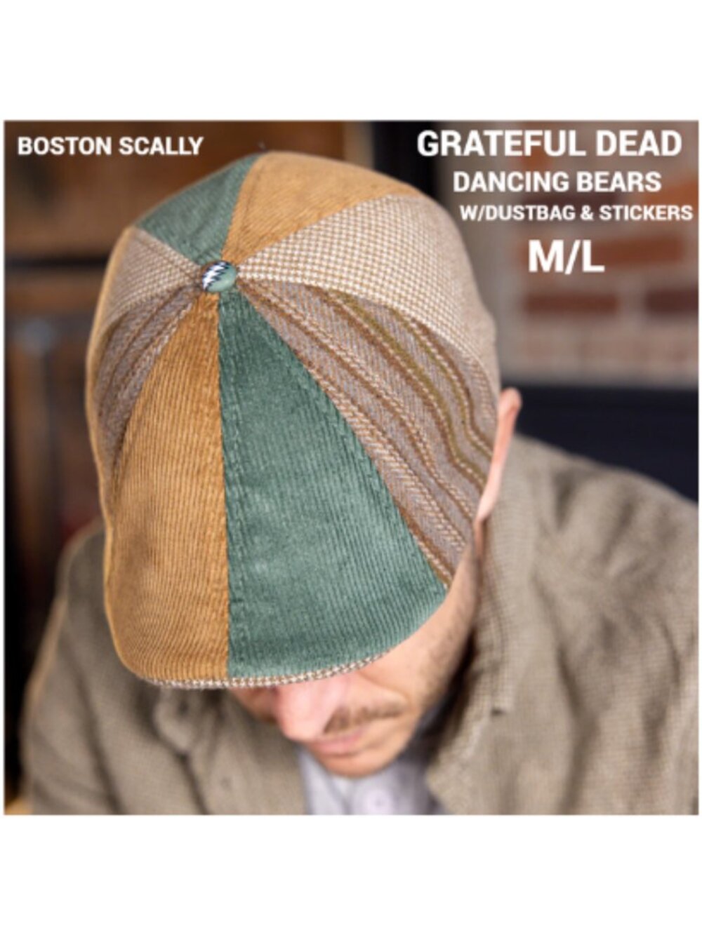Boston Scally GRATEFUL DEAD Collab 8 Panel Cap M/L W/ Dust Bag & Stickers